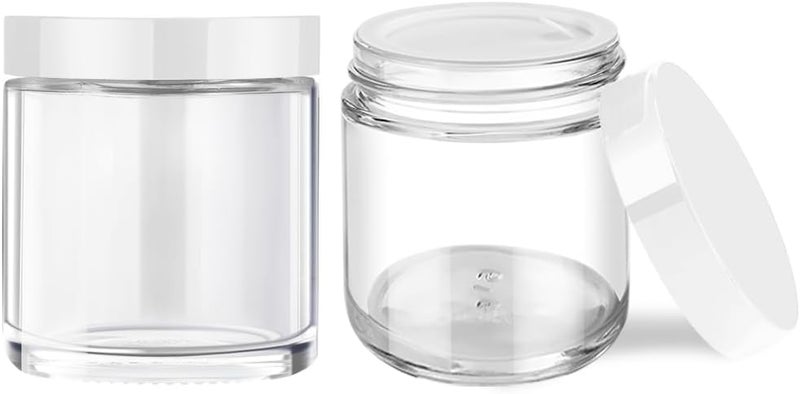 Tecohouse 2 Pack Small Glass Jar with Lid, 4 oz Glass Jars with Stickers, Glass Lotion Jars with Lids & Inner Liners, Toiletries Container for Slime, Makeup, Cream, Lotion, Cosmetic - Image 1